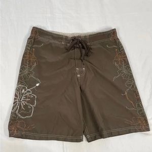 Hard Rock Cafe Mens Brown Swin Board Shorts Size L